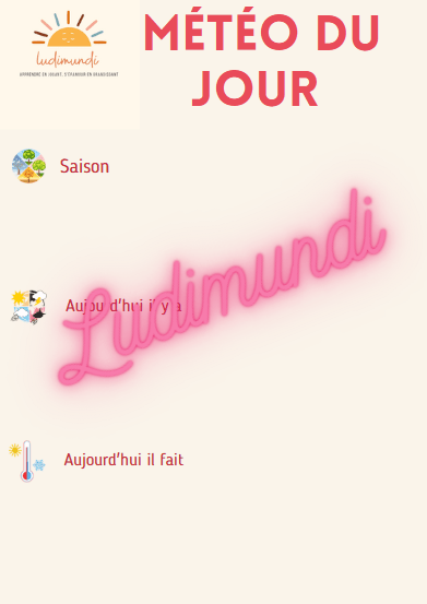 Météo du jour à imprimer - une ressource ludique et pédagogique pour la maison - LudiMundi